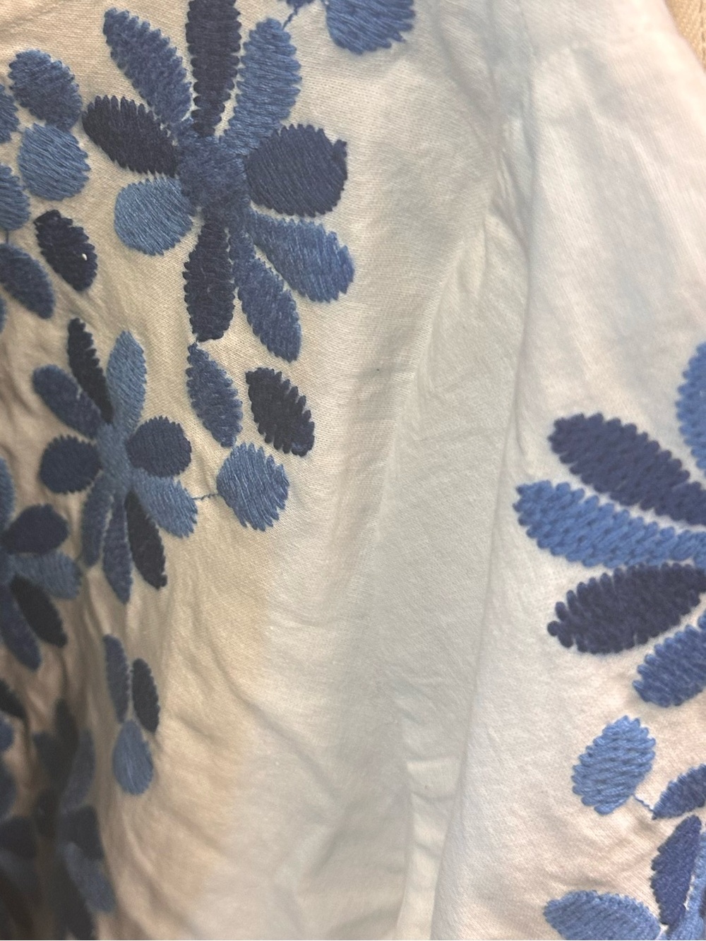 Sezane Enaline Blue Floral Embroidered White Blouse - Picture 2 of 2